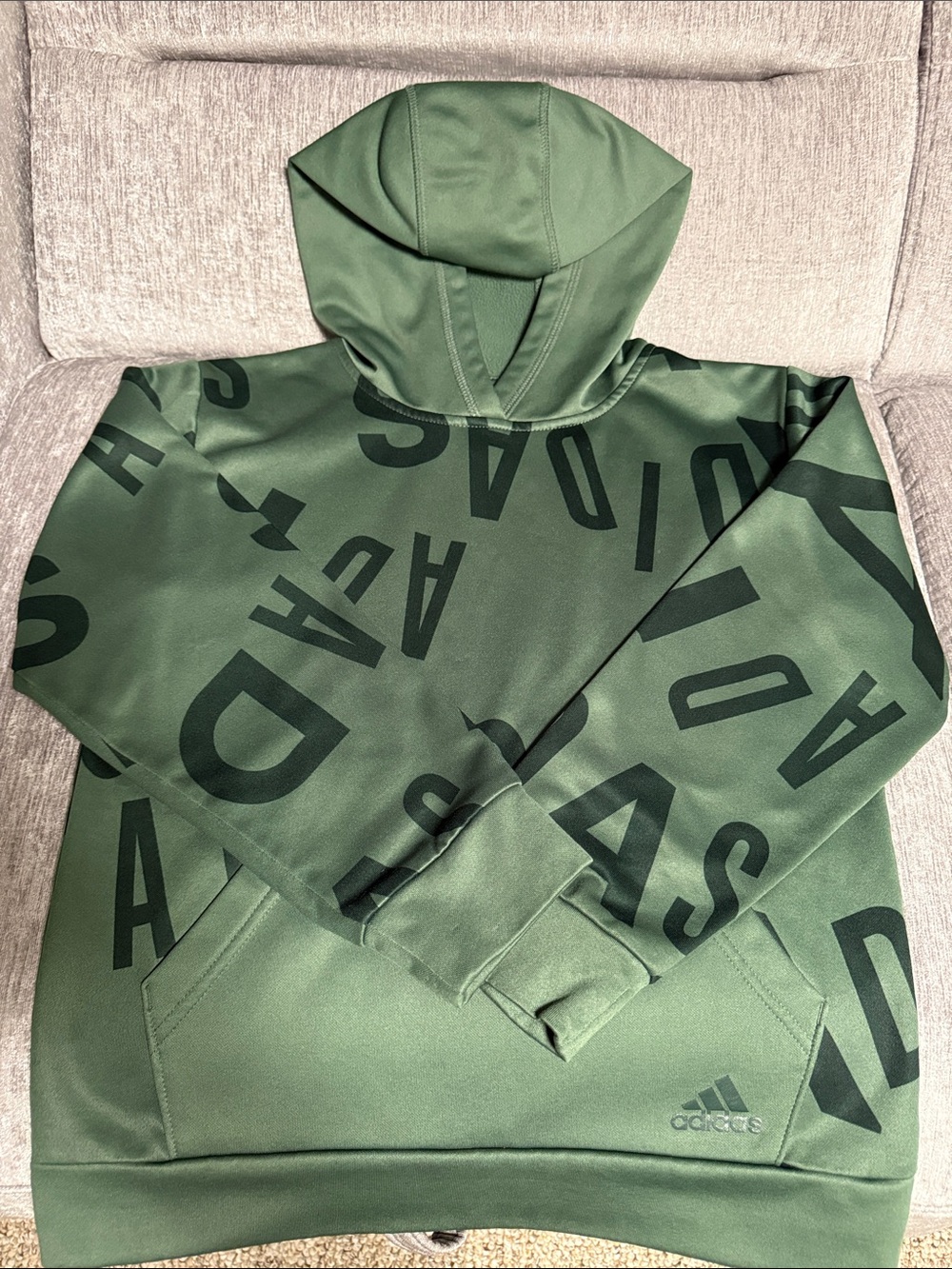 Adidas Boy’s Green Logo Print Hoodie